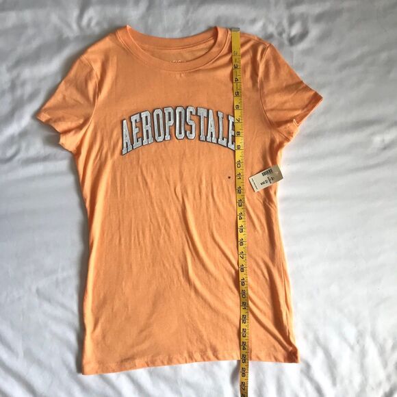 Aeropostale Aero Raised Logo Classic Crew Tee T Shirt Pale Orange Women's M NWT - Picture 8 of 10